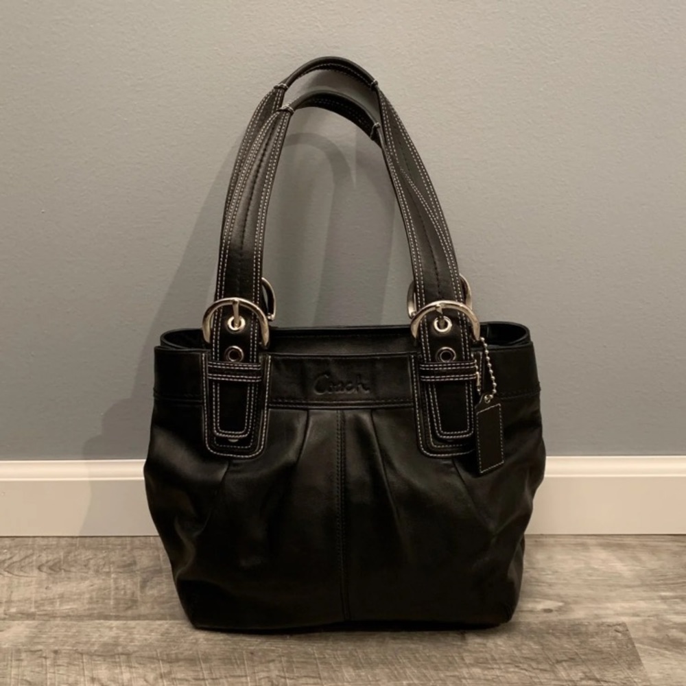 Coach Soho Pleated Black Soft Bag Tote - Picture 1 of 8